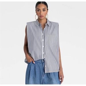 KBB by KAHLANA Women's Sleeveless Shoulder Pad Shirt – Striped – Size XS – NWT